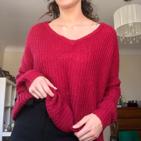 Garage Sweaters - 🔥 BOGO FREE - Red oversized sweater